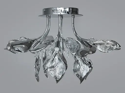 Фарфоровая декоративная потолочная люстра в зал, 7 ламп, хром. - фото 2