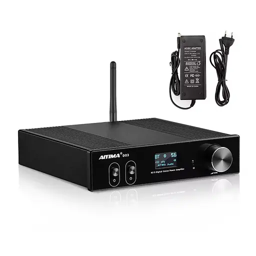 Усилитель звука AIYIMA D03 black + блок питания 32V Bluetooth 5.0, AUX, 150Wx2 - фото 1