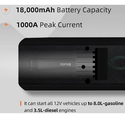 Автономное пуско-зарядное устройство 70mai jump starter max (Midrive PS06) 18000 mач - фото 7