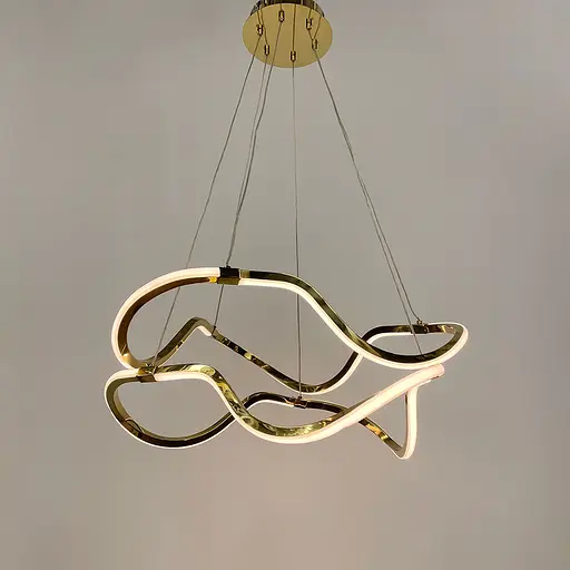 Золота люстра із двома хвилеподібними кільцями d70 см | Арт. Y 405-700+700 GD | Line F - фото 3