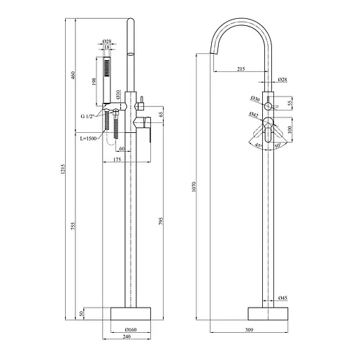 Смеситель для ванны Kroner Edelstahl Klassisch - ESG077 (CV029975) - фото 9