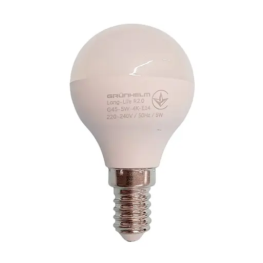 Лампа LED Grunhelm G45-5W-4K-E14 Long-Life R2.0 (149232)