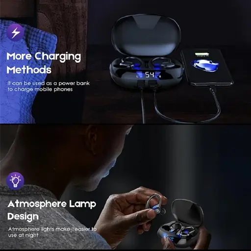 Наушники беспроводные спортивные TWS S730 с креплением за ухо Black (17630) - фото 6