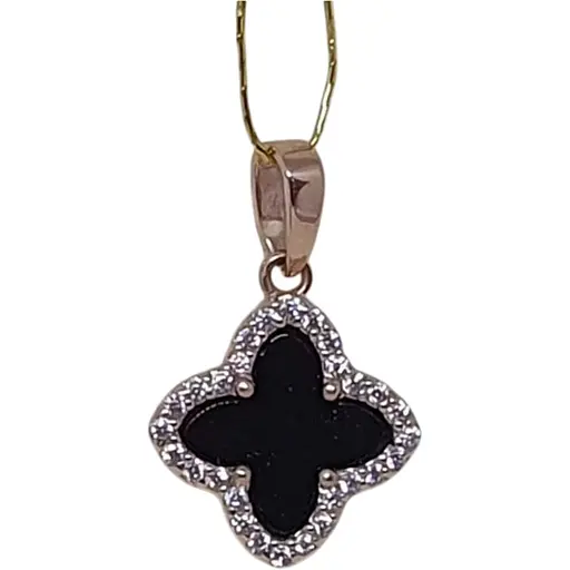 Золотая подвеска Платон Клевер с агатом. 1П181/67Б