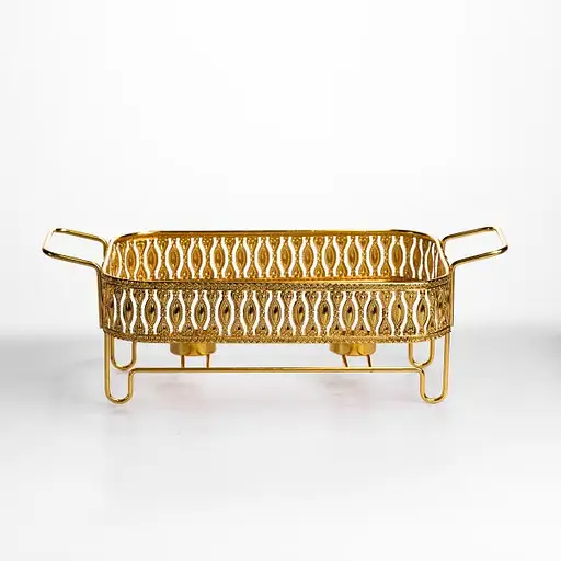 Мармитница фарфоровая Yiwu Tiffany 1.5 л квадратная со стеклянной крышкой на металлической подставке с подогревом 34х26х7 см для первых блюд SX42-2 - фото 4