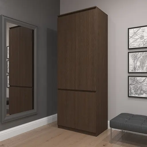 Шкаф для одежды Vays R-10 Венге Темный, с полками и штангой, без ручек, ЛДСП, 80×50×211 см - для спальни, гостиной, прихожей