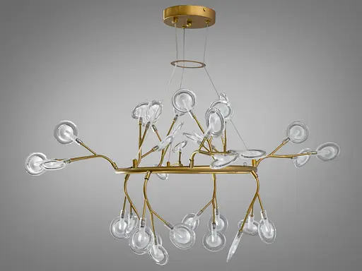 Дизайнерская подвесная люстра "Светлячок", 36 ламп, цвет - золото сатин - фото 1