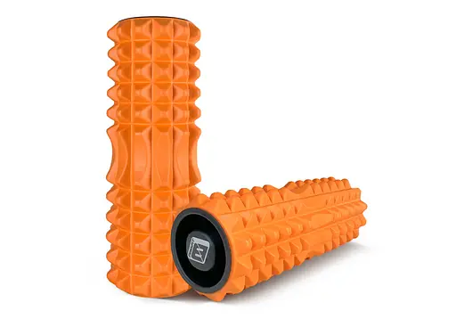 Массажный ролик EasyFit Grid Roller 33 см v.1.2 с заглушками с двух сторон Оранжевый (EF-2022a-OR) - фото 2