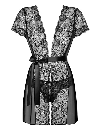 Еротичний комплект Obsessive Alluria robe S/M чорний - фото 3