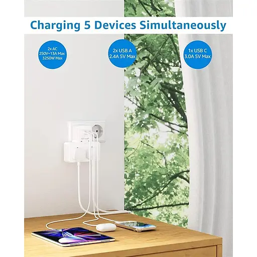 Адаптер для підключення з подвійним USB-адаптером для подорожей від Великобританії до ЄС Тип E/F - фото 5