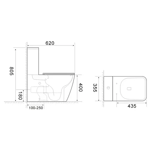 Унитаз-компакт Mixxus Quadro-0404-T1 660x360x820 мм, система смыва Tornado 1.0 MI6688, Белый - фото 7