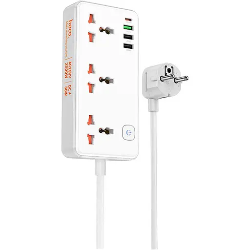 Сетевой фильтр Hoco AC8A Storm White (600101) [112739]