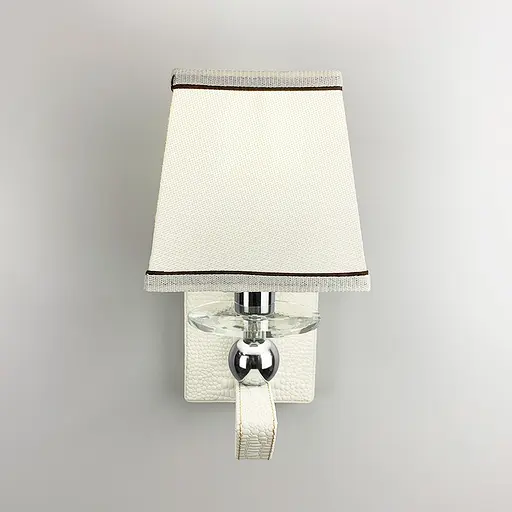 Бра з класичним тканинним абажуром та екошкірою Line F S 1449/1 WH - фото 5