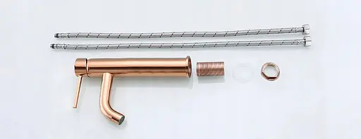 Смеситель для умывальника Rea Lungo rose gold розовое золото высокий REA-B6321 Теплый закат - фото 5