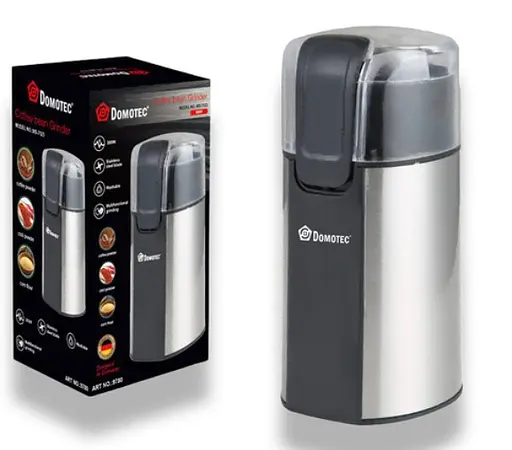 Кавомолка електрична Domotec MS-7123 з контейнером 60 г електрокофемолка професійна з прозорою кришкою 300 Вт Чорний - фото 4