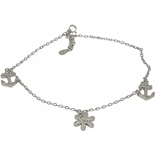 Серебряный браслет на ногу. 81011680525 24 - фото 1