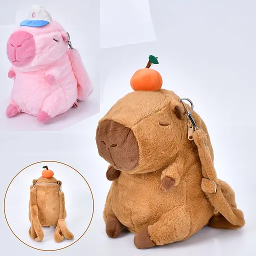 Рюкзак плюшевий Капібара, 30x20x22 см, 1 відділення, застібка-блискавка, YG0057 (В асортименті) - фото 2