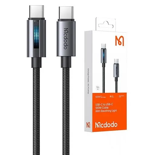 Кабель Mcdodo Type-C to Type-C 100W Cable With Breathing Light 1,2 м Черный - фото 3