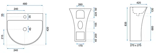 Умивальник Rea Rita slim монолітний білий REA-U9901, Білий - фото 6