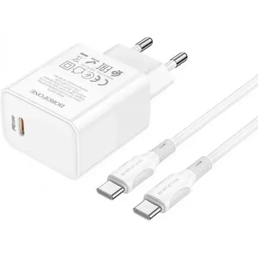 Зарядний пристрій швидкий 30 Вт Borofone ba77a Insightful PD QC 30 W з кабелем Type-C - фото 1