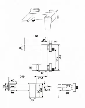 Смеситель для ванны Omnires Fresh chrome (FR7130CR) - фото 2