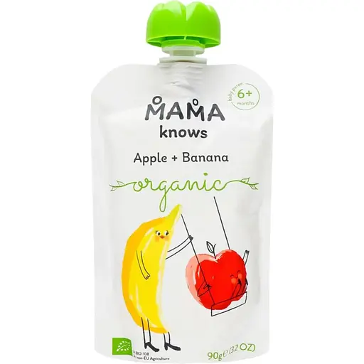 Пюре Mama knows Яблучно-бананове органічне 90 г
