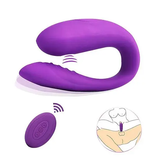 Парний вібратор із вакуумною стимуляцією та пультом керування 10 режимів Фуксія - фото 2