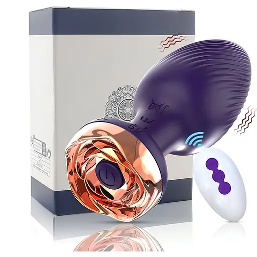 Анальная пробка Passion Rose силиконовая с вибрацией и пультом 3.5х8.5 см фиолетовая (4821002030293)