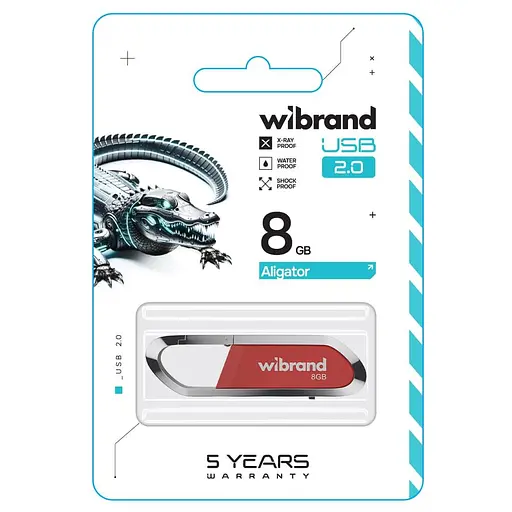 Флеш-накопитель Wibrand USB 2.0 Aligator 8Gb Dark Красный - фото 2