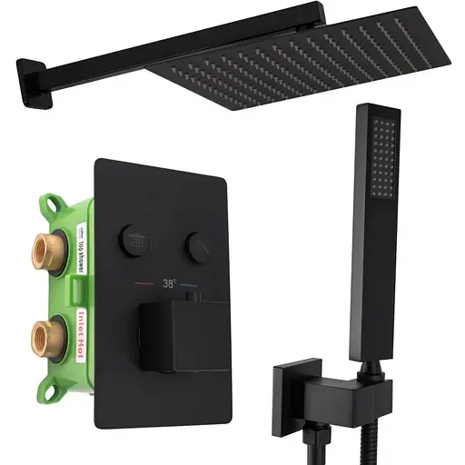 Душова система прихованого монтажу Rea Davis з термостатом black REA-P6357, Чорний - фото 1