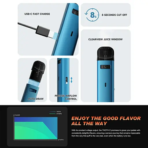 Підсистема електронна сигарета Kumiho THOTH G Lite Pod 650mAh 2ml Kit Tiger Orange (18167) - фото 4