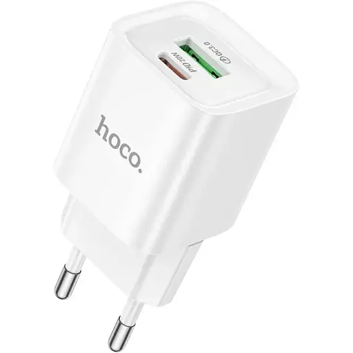 Мережевий зарядний пристрій Hoco C147A Charm PD20W+QC3.0 charger(EU) Білий - фото 1