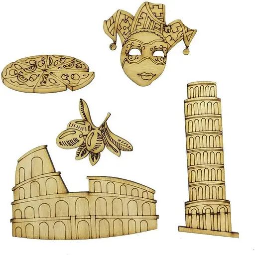 Набір заготовок для декорування Італія фанера 5 шт