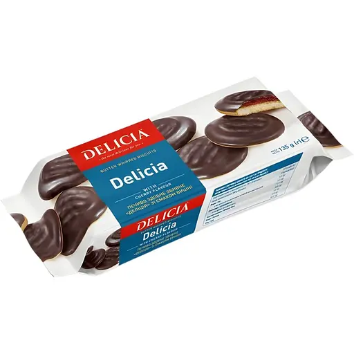 Печиво Delicia зі смаком вишні збивна здобна 135 г (706641)