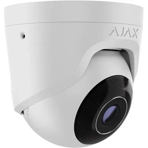 IP-камера Ajax дротова TurretCam, 5мп, 2.8мм, Poe, True WDR, IP 65, ІЧ 35м, аудіо, кут огляду 100° до 110°, купольна, біла - фото 2