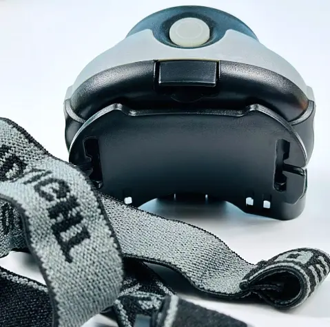 Налобный фонарь 1801-COB с ярким COB LED питание от 3×AAA батареек Серый - фото 5