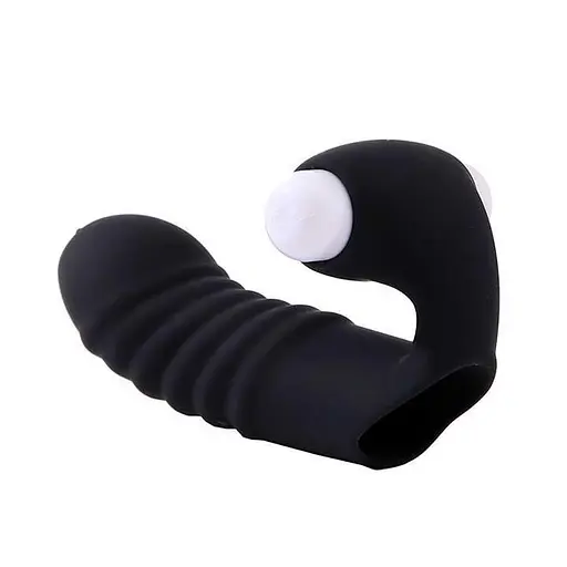 Вибратор силиконовый для клитора на палец водонепроницаемый 8,5 см х 2,3 см черный - фото 3