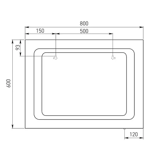 Дзеркало прямокутне 60*80см зі світлодіодним підсвічуванням, з кнопковим вимикачем Volle 16-60-580, Білий матовий - фото 2
