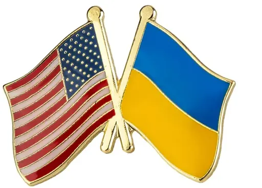 Подвійний значок пін "Україна США" 25 х 19 мм (00102) - фото 1
