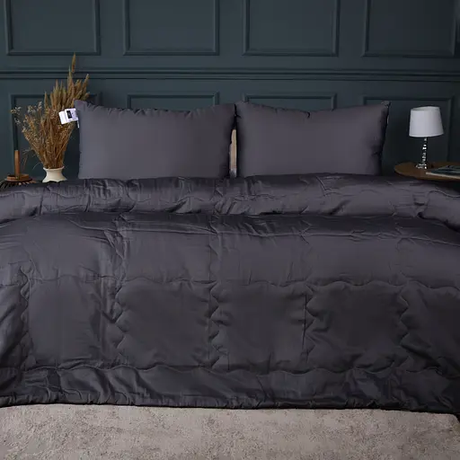Літній постільний комплект MirSon Line Satin Premium Iron grey з евкаліптовим волокном King Size (2200010982312)
