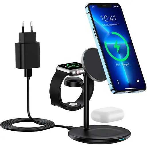 Бездротовий зарядний пристрій Choetech T585-F 3in1 Magnetic Wireless Charging Black [123385] - фото 11