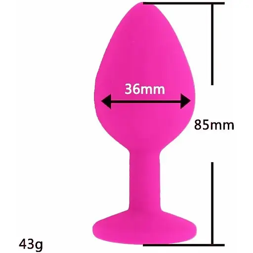 Силіконова анальна пробка з кристалом SKN-KSIL-07M (розмір M), Рожевий - фото 5