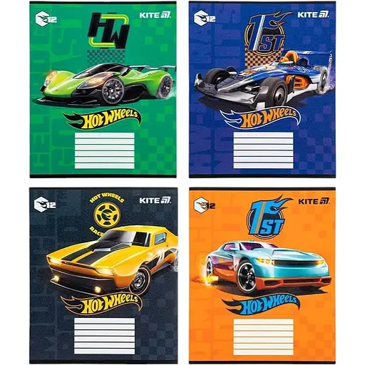 Набір зошитів Kite Hot Wheels 12 аркушів в косу лінію 25 шт. (HW25-235)