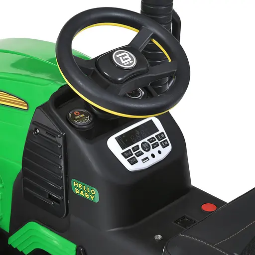 Дитячий електротрактор Bambi з причепом M 4619ABLR-5, зелений— потужний, музичний, на гумових колесах - фото 5