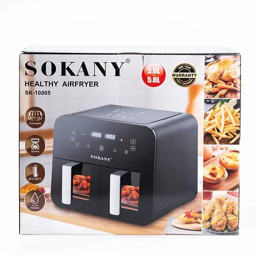 Аерофритюрниця безмасляна Sokany SK-10005 10л електрична з сенсорним керуванням, таймер 2400Вт - фото 10