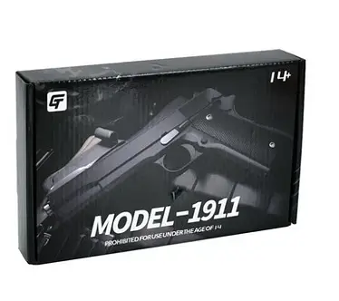 Пистолет 1911-A металл+пластик 21,5см, пластиковые пули, в коробке (6903317759385) - фото 1