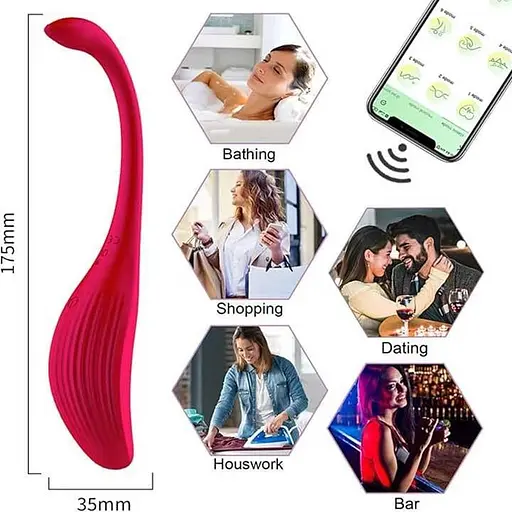 Смарт-вибро яйцо Love Spouse силиконовое с аккумулятором для женщин 175 мм красное - фото 5