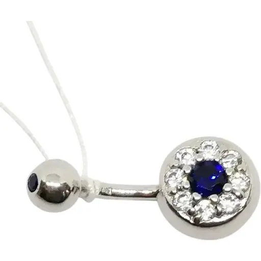 Срібна сережка для пірсингу пупка Silvex 925 з фіанітами. ПР2ФС/019