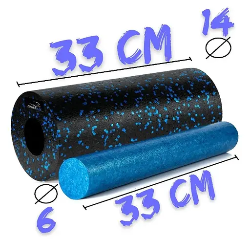 Масажний ролик (роллер) гладкий PowerPlay PP-4348 2 in 1 EPP Foam Roller Чорно/Синій (33x14 см) (PP_4348_Blue_(33*14)) - фото 4