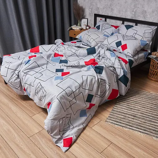 Комплект постільної білизни Moon&Star Бязь Gold Люкс Urban Grid King Size 220x240 наволочки 2х70х70 - фото 8